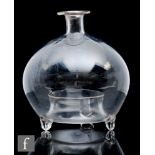 A 19th Century clear glass fly trap of domed form with shallow collar neck, raised to three short