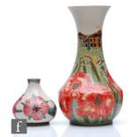 A later 20th Century Burslem Pottery Trial vase of globe and shaft form decorated with poppies in