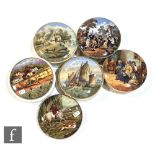Six assorted 19th Century Staffordshire pot lids comprising Hide and Seek, The Village Wedding,