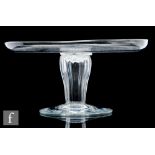 An 18th Century clear crystal glass tazza circa 1750, with a wide circular top with collar rim