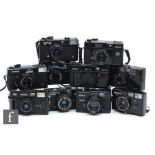 A collection of 1980s 35mm compact cameras, to include Hallini MW 35G, Rollei Rolleimat AF, Cosina