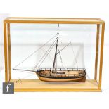 A contemporary wooden scale model of a George III Royal Navy gunboat, William, circa 1795, built