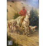 ITALIAN SCHOOL (EARLY 20TH CENTURY) - Huntsman and hounds on a country road, oil on board, carved