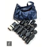 A collection of camera lenses and accessories, to include a Cosina 400mm f.4.5-6.7 super telephoto