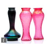 A pair of early 20th Century continental Art Nouveau vases in the manner of Kralik, each of