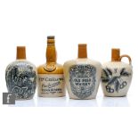 A transfer printed 'Auld Land Syne' whisky flask with pictorial front, height 20cm, another for