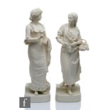 A pair of late 19th Century Copeland Parian figures modelled as Prosperity and Adversity modelled by
