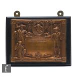 A 1930s bronzed plaque for the Birmingham & District Association of Boy Scouts awarded to J Duncan