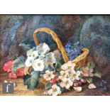 VINCENT CLARE (1855-1930) - Apple blossom and other spring flowers in a basket, oil on canvas,