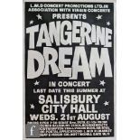 A collection of original posters, to include Tangerine Dream, Salisbury City Hall, 1974, 78cm x