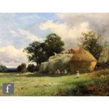 DAVID BATES (1840-1921) - 'Haymaking, Acocks Green', oil on canvas, signed, also signed, dated and