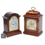 A mid 20th century mahogany cased mantle clock by F.W.Elliott London, eight movement No 12458,