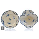 A 19th Century Spode creamware shell shaped dish together with a matching plate, both decorated with