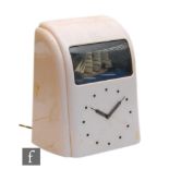 Vitascope Industries Ltd - A pale pink bakelite clock with three masted sailing ship automaton above