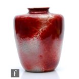 Ruskin Pottery - A large high fired vase of shouldered form decorated in a sang de beouf with
