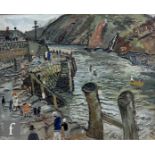 Fred Yates (1922-2008) - 'Clovelly Lower Harbour', oil on board, signed, titled verso, framed,