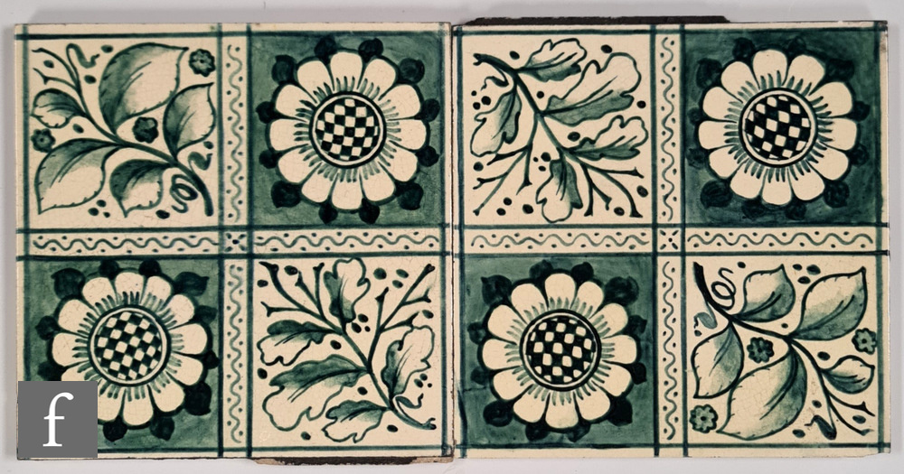 Attributed to Philip Webb for William Morris - Minton Hollins - Two 6 inch dust pressed Longden
