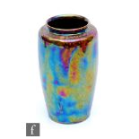 Ruskin Pottery - A small bronze lustre vase of swollen shouldered form, impressed mark and dated