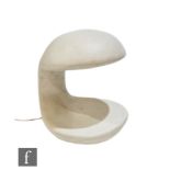 Unknown - A 1970s moulded plaster table lamp of abstract C-form in a white painted finish,