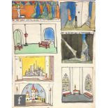 Albert Wainwright (1898-1943) - A sketch depicting six set designs for various stage productions, to