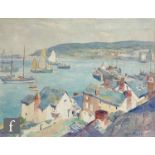 Gyrth Russell (1892-1970) - 'Newlyn Harbour', watercolour, signed, framed, 29cm x 38cm, frame size