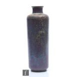 Ruskin Pottery - A high fired vase of cylindrical form with a collar neck decorated in a tonal