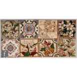 Various - Eight late 19th Century 6 inch printed and tinted dust pressed tiles decorated with floral