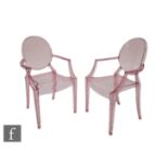 Philippe Starck - Kartell - A pair of Lou Lou Ghost children's chairs in pink polycarbonate,