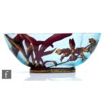 Mont Joye & Cie - A large early 20th Century cameo glass bowl circa 1900, of fluted oval form, cased