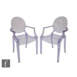 Philippe Starck - Kartell - A pair of Lou Lou Ghost children's chairs in purple polycarbonate,