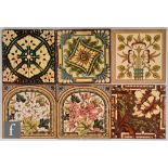 Various - Six late 19th Century 6 inch dust pressed printed and tinted floral tiles to include