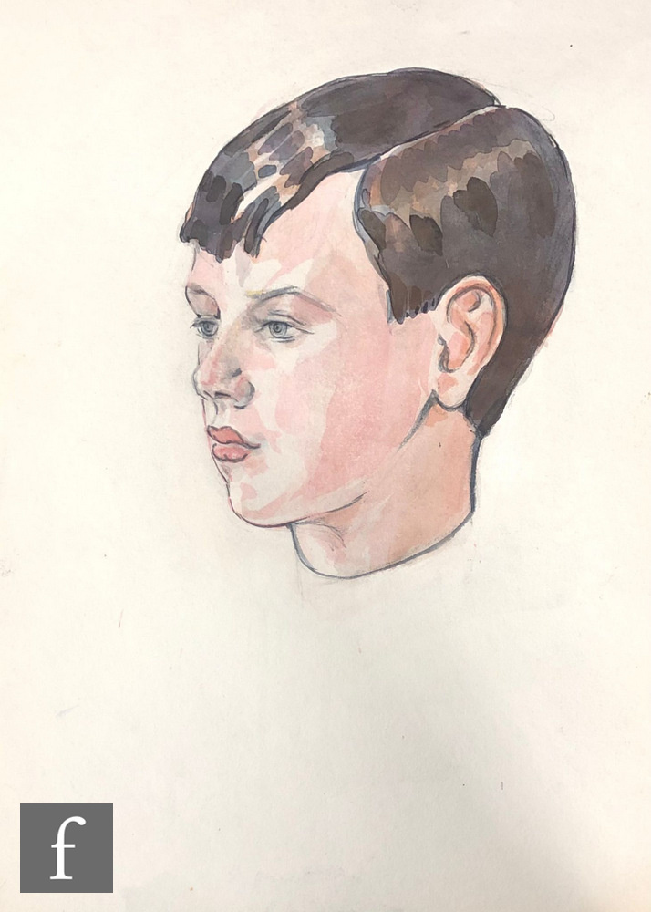 Albert Wainwright (1898-1943) - A portrait of Raymond Beedle as a youth, bust length in profile, - Image 2 of 3