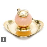 Kralik - An early 20th Century draped glass inkwell, of spherical form with a repeat loop pattern to