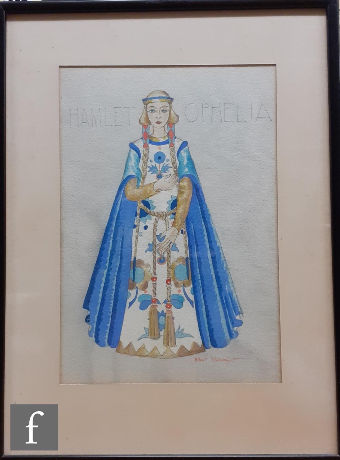 Albert Wainwright (1898-1943) - 'Hamlet - Ophelia', a costume design, watercolour, signed, framed,