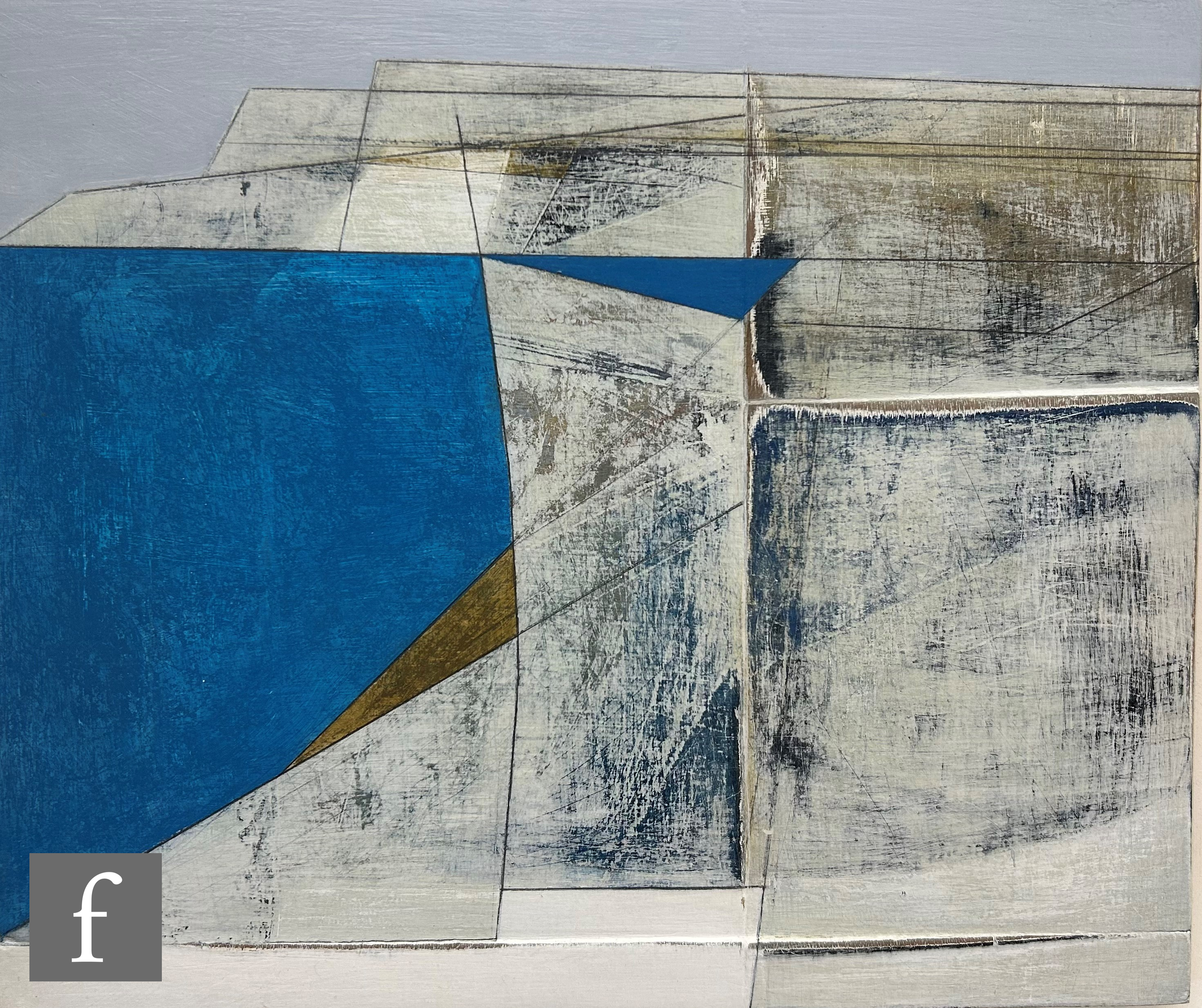 Michelle Griffiths (Contemporary) - Abstract with tones of blue and white, oil on gesso panel,