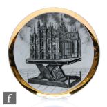 Fornasetti for Da Rin & C - Heinrich - A printed plate decorated in black with gilt rim, produced