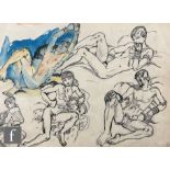 Albert Wainwright (1898-1943) - A sketch depicting multiple nude male figures in various reclining
