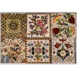 Assorted - Six late 19th Century printed and tinted 6 inch dust pressed tiles to include