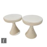 In the manner of Emsa - A pair of 1970s space age table stools of moulded tulip form, in a white
