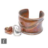 Danika - A post war 925 silver ring together with a copper cuff bangle and matching ring (3)