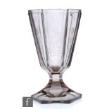 Simon Gate - Orrefors - An early 20th Century footed glass vase, circa 1928, the bowl of six sided