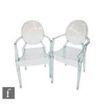Philippe Starck - Kartell - A pair of Lou Lou Ghost children's chairs in turquoise polycarbonate,