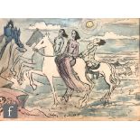 Albert Wainwright (1898-1943) - Chopin Ballade III, a sketch depicting three figures on horseback,