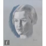 Jacob Kramer (1892-1962) - Portrait study of a young woman, pastel drawing on grey paper, signed,