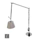 Artemide - A Tolomeo Mega Floor Lamp in polished aluminium, extending from a round circular base,