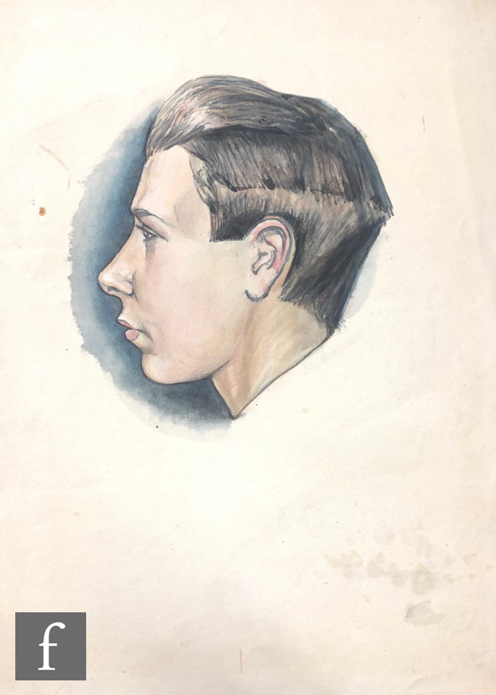 Albert Wainwright (1898-1943) - A portrait of Raymond Beedle as a youth, bust length in profile, - Image 3 of 3