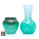 Monart - A 1930s glass vase, shape PA, of globe and flared shaft form, decorated with pulled