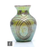 Loetz - An early 20th century Creta Papillion glass vase, of shouldered ovoid form with flared neck,