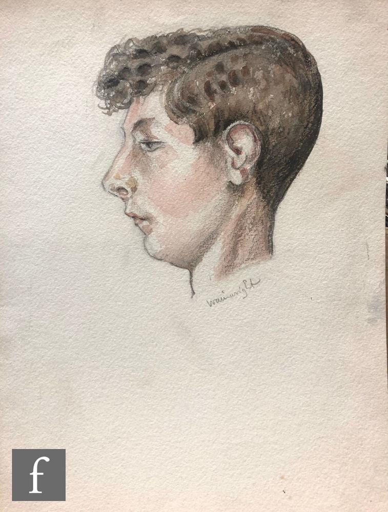 Albert Wainwright (1898-1943) - A portrait of Raymond Beedle as a youth, bust length in profile,