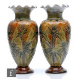 Eliza Simmance - Doulton Lambeth - A pair of large vases decorated with tubelined bamboo shoots in